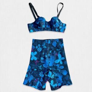 60s Bullet Bra and Girdle Set XS 32A Floral Vintage Lingerie 50s Foundation Wear